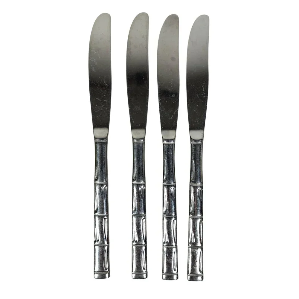 Reed & Barton Rebacraft Stainless Steel Bamboo Dinner Knives Set Of 4